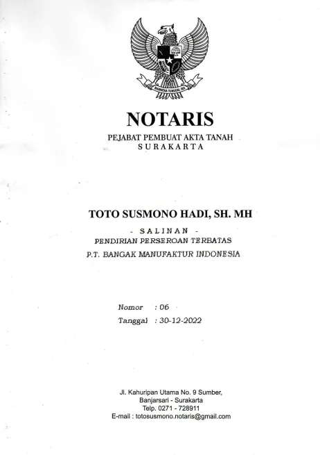 Legalitas Perusahaan Akta Notaris BANGMANINDO